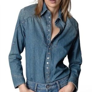 Zadig & Voltaire Thelmus Denim Western Snap Front Shirt XS